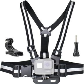 SOONSUN Chest Mount Strap Harness Chesty Mount Compatible with GoPro Hero 13, 12, 11, 10, 9, 8, 7, 6, 5, 4, 3, 2, 1, Session, Fusion, Max, AKASO, SJCAM, DJI Osmo Action Cameras