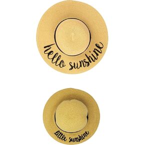 Funky Junque Womens Girls Mother Daughter Sun Hat Set Embroidered Beach Floppy
