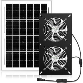 Solar 3 Fan Kit, 25W Solar Panel Powered Exhaust Fan for Outdoor Chicken Coop, Greenhouse & Shed, Intake or Exhaust Air for Cooling, IP67 Waterproof, 3500RPM, 16ft Cord
