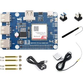 SIM7670G LTE Cat-1/GNSS HAT Board for Raspberry Pi 5/ 4B/ 3B+/3B/ Zero W/Zero 2W, Support Global Multi-Band LTE 4G Cat-1/ GNSS Positioning/Dial-up on Windows/Linux/, with 3X USB 2.0 Extended Ports