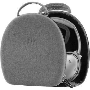 Geekria Shield Case Compatible with Bose QC Ultra, QC45, NC 700, QC35 II, QC35, QC25, QC15, QC SE Case, Replacement Protective Hard Shell Travel Carrying Bag with Cable Storage (Microfiber Grey)