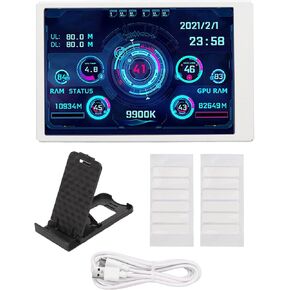 SUNGOOYUE 3.5in Computer Temp Monitor, USB Type C Interface Full View 320x480 LCD Display Small Screen for AIDA64 PC CPU Hard Disk Data Monitor (Black)