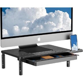 Height Adjustable Monitor Stand, Desktop Monitor Riser with Storage for Office, Computer Monitor Stand Riser with Drawer for Multi Media PC Storage Laptop