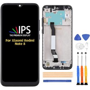 A-MIND for Xiaomi Redmi Note 8 6.3 inch LCD Display Touch Screen Digitizer M1908C3JH,M1908C3JG,M1908C3JI Screen Replacement Full Assembly Repair Kits,with Tools(Black with Frame)