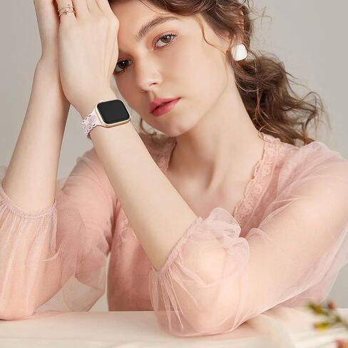 Sunflower Engraved Band Compatible with Apple Watch Band 40mm 41mm 38mm 42mm 44mm 45mm 49mm Women,Lace Hollow-out Sport Soft Floral Silicone Strap for iWatch Series 9 8 6 5 4 3 2 1 SE Ultra Ultra 2 in Saudi Arabia