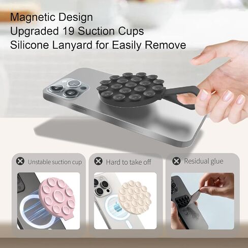Suction Cup Phone Mount [Upgraded 19 Suction Cups], Hands-Free Mirror Shower Wall Phone Holder Mount for iPhone/Samsung/Google,TikTok Creator, Videos, Selfies in Saudi Arabia