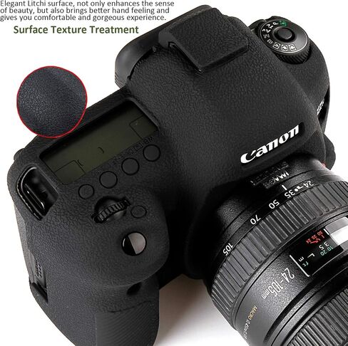 حافظة سهلة الغطاء لكاميرا Canon 5D Mark IV الرقمية، غطاء حماية من مطاط السيليكون الناعم المضاد للخدش وغطاء حماية للكاميرا (أسود) in Kuwait