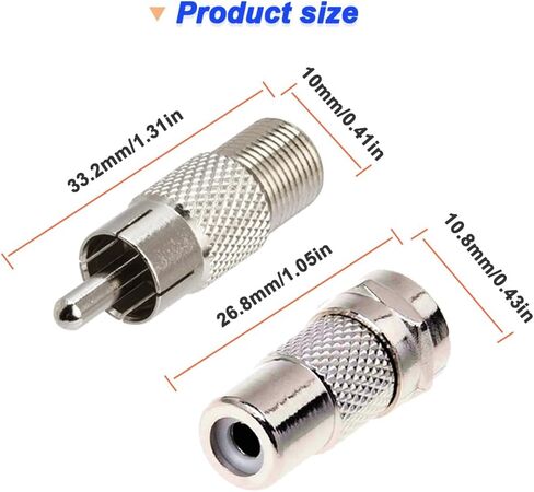محول RCA ذكر إلى F أنثى ومحول RCA أنثى إلى F ذكر، قابس فيديو من النوع F إلى RCA، موصل محول كابل محوري لـ Atari 2600، 7800 Sega، جهاز الاستقبال، وحدة تحكم الألعاب، تلفزيون (20 حزمة) in Saudi Arabia