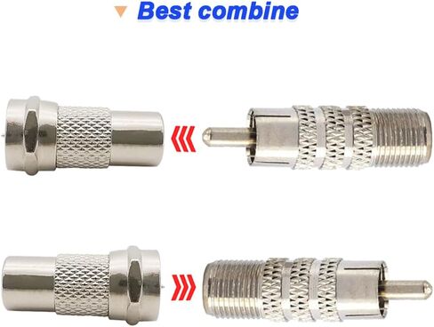 محول RCA ذكر إلى F أنثى ومحول RCA أنثى إلى F ذكر، قابس فيديو من النوع F إلى RCA، موصل محول كابل محوري لـ Atari 2600، 7800 Sega، جهاز الاستقبال، وحدة تحكم الألعاب، تلفزيون (20 حزمة) in Saudi Arabia