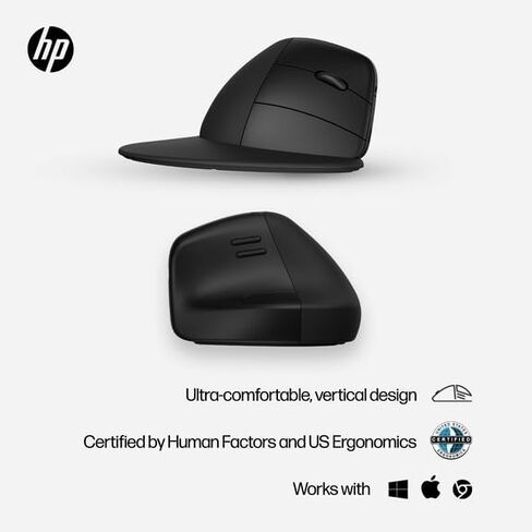 HP 920 ماوس عمودي مريح لاسلكي بلوتوث 5.3 ودونجل USB، 5 أزرار قابلة للبرمجة، بطارية 16 أسبوع، أجهزة متعددة، أنظمة تشغيل متعددة (متجددة) in Saudi Arabia