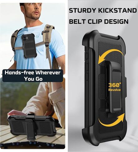 for iPhone 11 Case, [Built-in Screen Protector] Military Grade Drop Protection Cover Heavy Duty Rugged Shockproof Phone Case for iPhone 11 with Kickstand & Belt Clip Holster 6.1" (Wine) in Saudi Arabia