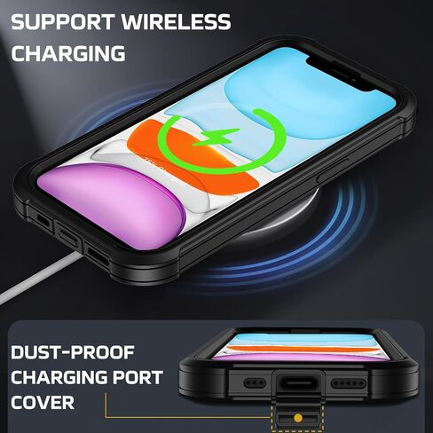 for iPhone 11 Case, [Built-in Screen Protector] Military Grade Drop Protection Cover Heavy Duty Rugged Shockproof Phone Case for iPhone 11 with Kickstand & Belt Clip Holster 6.1" (Wine) in Saudi Arabia