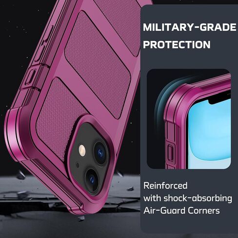 for iPhone 11 Case, [Built-in Screen Protector] Military Grade Drop Protection Cover Heavy Duty Rugged Shockproof Phone Case for iPhone 11 with Kickstand & Belt Clip Holster 6.1" (Wine) in Saudi Arabia