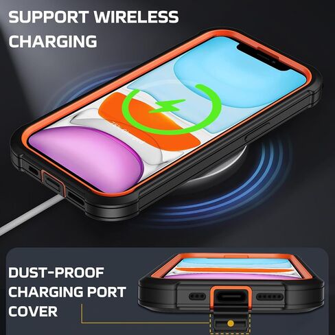 جراب iPhone 11، [واقي شاشة مدمج] غطاء حماية من السقوط من الدرجة العسكرية جراب هاتف متين ومقاوم للصدمات لهاتف iPhone 11 مع مسند ومشبك حزام 6.1 بوصة (نبيذ) in Kuwait