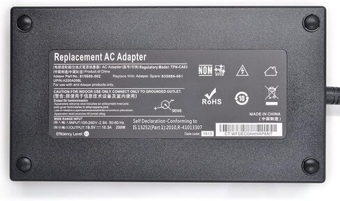 محول تيار متردد لشاحن الكمبيوتر المحمول HP 200W 19.5V 10.3A HP متوافق مع الكمبيوتر المحمول HP OMEN Pavilion Gaming 15 17 15t 17t Envy 15 2020 TPN-DA10 L00818-850 ADP-200HB B HP 200W مزود طاقة مع سلك طاقة in Kuwait