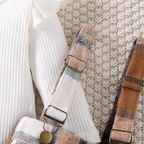 Douhoow Infant Girl Fall Outfits Baby Girl Romper Plaid Suspender Dress Skirt with Headband 3Pcs Festival Clothes in Kuwait