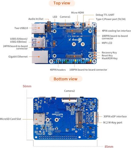 Orange Pi CM4 4G32GB مع لوحة قاعدة RK3566 رباعية النواة 64 بت كمبيوتر لوحي واحد، تردد 1.8 جيجا هرتز واي فاي وبلوتوث 5.0 مدمج RKNN NPU AI Accelerator (4G32G+لوحة أساسية) in Saudi Arabia