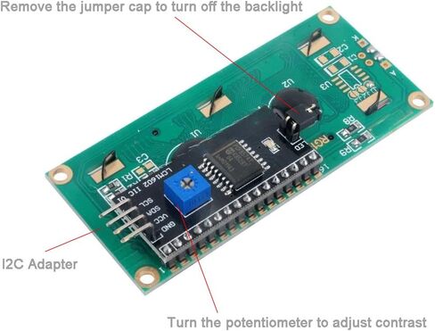 1602 IIC وحدة شاشة عرض LCD 5V 16x2 شخصية بيضاء خلفية زرقاء مع محول تسلسلي I2C PCF8574 للوحة تطوير Arduino ESP32 (عبوة من قطعتين) in Kuwait