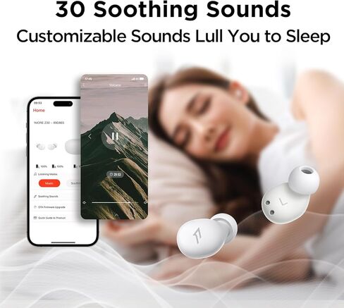 سماعات أذن 1MORE Z30 Sleep للنوم الجانبي، سماعات رأس صغيرة للنوم، سماعات أذن مريحة لإلغاء الضوضاء، بلوتوث 5.3، ضوضاء بيضاء مدمجة، 5 مؤقتات إيقاف تلقائي، وقت تشغيل 32 ساعة، سماعات أذن للنوم غير مرئية in Kuwait