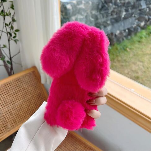 Omio for Samsung Galaxy Z Flip 6 Rabbit Fur Plush Case, Warm Plush Cute Case for Girls Women Fluffy Furry Back Cover Slim Shockproof Cover for Samsung Galaxy Z Flip 6 5G, Brown in Saudi Arabia