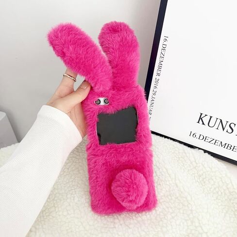 Omio for Samsung Galaxy Z Flip 6 Rabbit Fur Plush Case, Warm Plush Cute Case for Girls Women Fluffy Furry Back Cover Slim Shockproof Cover for Samsung Galaxy Z Flip 6 5G, Brown in Saudi Arabia