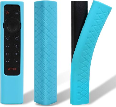 حافظة حماية عن بعد من AKWOX مكونة من قطعتين لسلسلة أجهزة التحكم عن بعد NVIDIA Shield TV Pro/4K HDR، جلد سيليكون خفيف الوزن مقاوم للصدمات ومضاد للانزلاق مع حزام يد - أسود أزرق in Kuwait