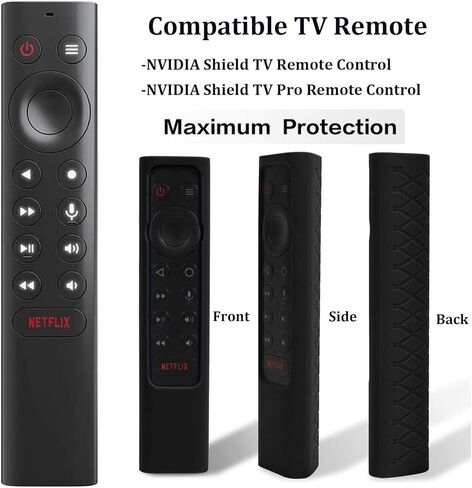 حافظة حماية عن بعد من AKWOX مكونة من قطعتين لسلسلة أجهزة التحكم عن بعد NVIDIA Shield TV Pro/4K HDR، جلد سيليكون خفيف الوزن مقاوم للصدمات ومضاد للانزلاق مع حزام يد - أسود أزرق in Kuwait