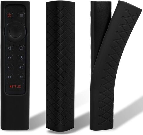 حافظة حماية عن بعد من AKWOX مكونة من قطعتين لسلسلة أجهزة التحكم عن بعد NVIDIA Shield TV Pro/4K HDR، جلد سيليكون خفيف الوزن مقاوم للصدمات ومضاد للانزلاق مع حزام يد - أسود أزرق in Kuwait