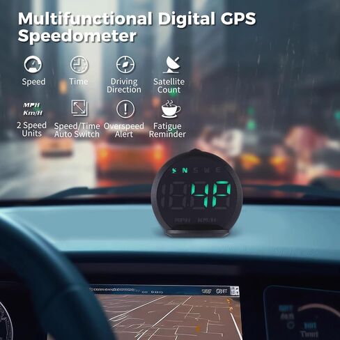 GPS Speedometer, LED Head Up Display for Cars, Digital GPS Speedometer with Compass Clock, Overspeed Alarm Fatigue Driving Reminder, USB 5V Powered Compatible with All Vehicles in Saudi Arabia