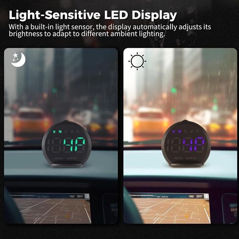 GPS Speedometer, LED Head Up Display for Cars, Digital GPS Speedometer with Compass Clock, Overspeed Alarm Fatigue Driving Reminder, USB 5V Powered Compatible with All Vehicles in Saudi Arabia
