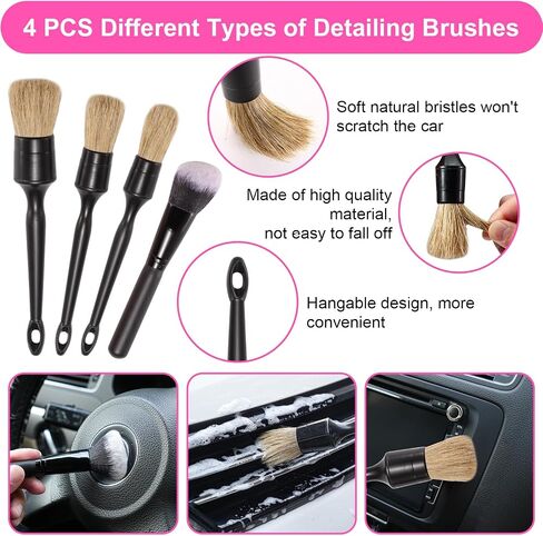 Vioview Car Detailing Kit Interior Cleaner, 24 PCS Interior Car Cleaning Kit with 4-in-1 Portable Car Vacuum Cleaner, Car Cleaning Supplies with Detailing Brush Set, Car Accessories for Men/Women Gift in Saudi Arabia