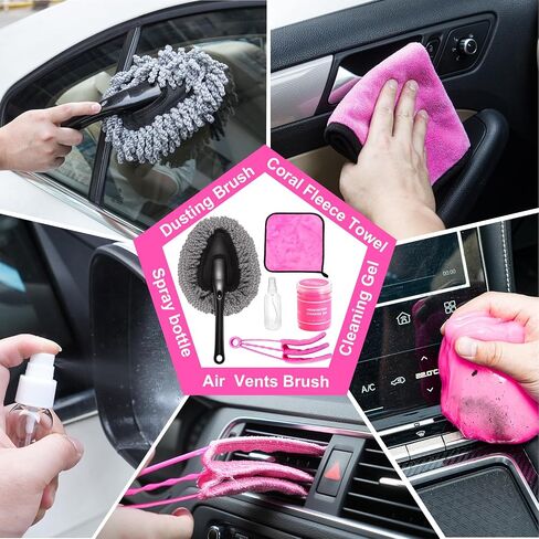 Vioview Car Detailing Kit Interior Cleaner, 24 PCS Interior Car Cleaning Kit with 4-in-1 Portable Car Vacuum Cleaner, Car Cleaning Supplies with Detailing Brush Set, Car Accessories for Men/Women Gift in Saudi Arabia