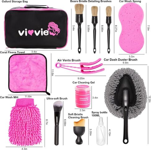 Vioview Car Detailing Kit Interior Cleaner, 24 PCS Interior Car Cleaning Kit with 4-in-1 Portable Car Vacuum Cleaner, Car Cleaning Supplies with Detailing Brush Set, Car Accessories for Men/Women Gift in Saudi Arabia