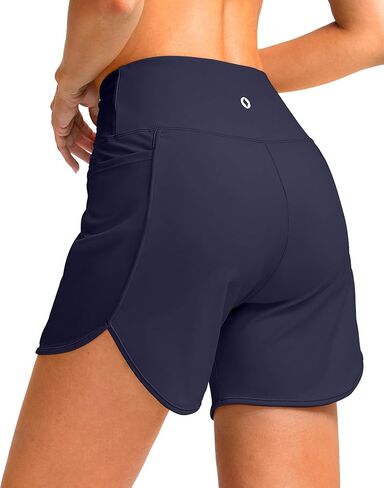شورت سباحة نسائي من SANTINY مقاس 5 بوصات سريع الجفاف بخصر عالٍ UPF50+ شورت سباحة للشاطئ للنساء مع جيوب مبطنة in Kuwait