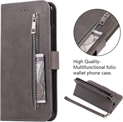 EYZUTAK Wallet Case for iPhone SE(5G) 2022 iPhone 7 iPhone 8 iPhone SE 2020, 5 Card Slots Magnetic Closure Zipper Pocket Handbag PU Leather Flip Case with Wrist Strap TPU Kickstand Cover - Red in Saudi Arabia