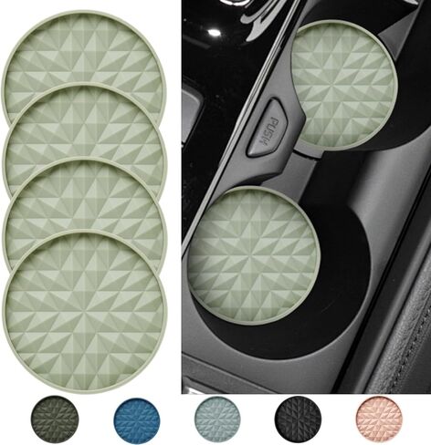 قواعد أكواب السيارة من السيليكون [4 عبوات] سجادات عالمية مقاس 2.75 بوصة غير قابلة للانزلاق، ملحقات داخلية للسيارة، حاملات أكواب السيارة، ديكور قواعد الأكواب، أزرق داكن in Kuwait