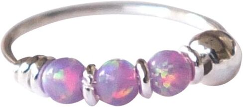 925 Sterling Silver VERY SMALL 10MM Pink Opal Hoop Earring - SINGLE Hoop for ONE ear - for Helix, Cartilage, 2nd Ear Piercing | Handmade by MiYa Jewelry Creations in Saudi Arabia