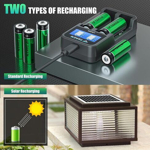 Taken 18500 Rechargeable Batteries, 3.7V 1500mAh Li-ion IMR 18500 Battery with Button Top for Flashlight, Solar Garden Light - 8 Pack in Kuwait