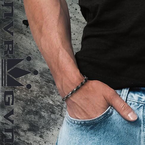 The Unbroken Collection : Stainless Steel Bracelets for Men Medieval Vintage Distressed Style, Great Gifts for Men -316L Old World Finish 8mm 8.25 Mens Jewelry symbolizing in Kuwait