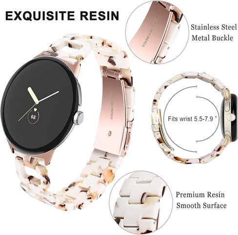 NINKI Compatible for Google Pixel Watch 3 41MM 2024/Pixel Watch 2 2023 Resin Band with Metal Clasp,Waterproof Lightweight Thin Strap Adjustable Bracelet for Google Pixel Watch 1(2022) Resin Bands in Saudi Arabia