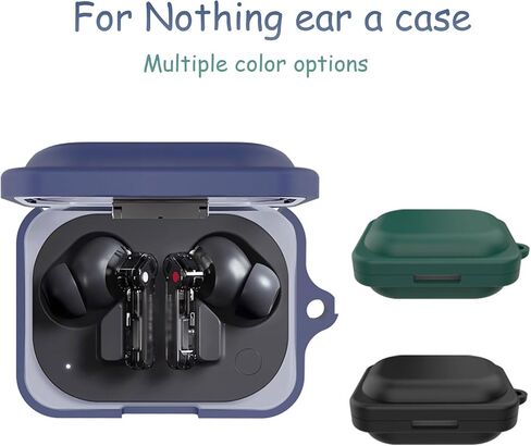 case Compatible with Nothing Ear a Cover Wireless Earbuds Silicone Material Shockproof Unique Portable Protective Cover with Carabiner (Black) in Saudi Arabia