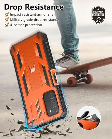 for Samsung Galaxy A03S Phone Case: Built in Hard Kickstand & Touch Protector Military Shockproof TPU Sturdy Soft Rugged Heavy Duty Armor Full Body Protection Grade Phone Cover - Black in Saudi Arabia