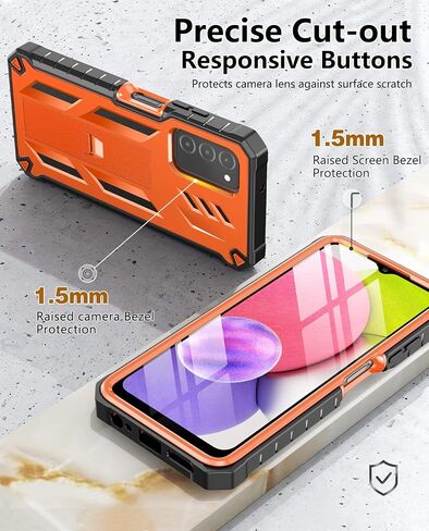 for Samsung Galaxy A03S Phone Case: Built in Hard Kickstand & Touch Protector Military Shockproof TPU Sturdy Soft Rugged Heavy Duty Armor Full Body Protection Grade Phone Cover - Black in Saudi Arabia