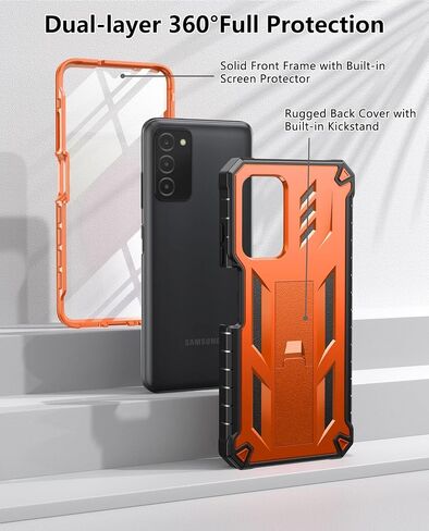 for Samsung Galaxy A03S Phone Case: Built in Hard Kickstand & Touch Protector Military Shockproof TPU Sturdy Soft Rugged Heavy Duty Armor Full Body Protection Grade Phone Cover - Black in Saudi Arabia