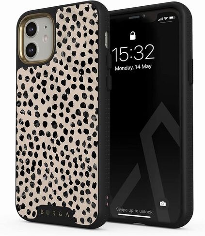 حافظة هاتف BURGA متوافقة مع iPhone 11 - نمط منقطة سوداء لاتيه اللوز - لطيفة ولكن قوية مع نظام الدفاع CloudGuard 2 في 1 - حافظة صلبة فاخرة مقاومة للخدش لهاتف iPhone 11 in Kuwait