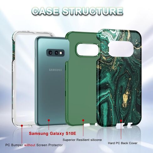 Btscase for Samsung Galaxy S10e Case, Heavy Duty Three Layer Marble Shockproof Full Body Rugged Hard PC+Soft TPU Bumper Drop Protection Women Girls Cover for Galaxy S10e, Rose Gold in Saudi Arabia