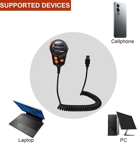USB-A Microphone, Mic PTT and Programmable Key for American Truck Simulator, PC, Laptop, Cellphones, PC Game w/Microphone Holder and Programming Software(Without Speaker Function) in Saudi Arabia