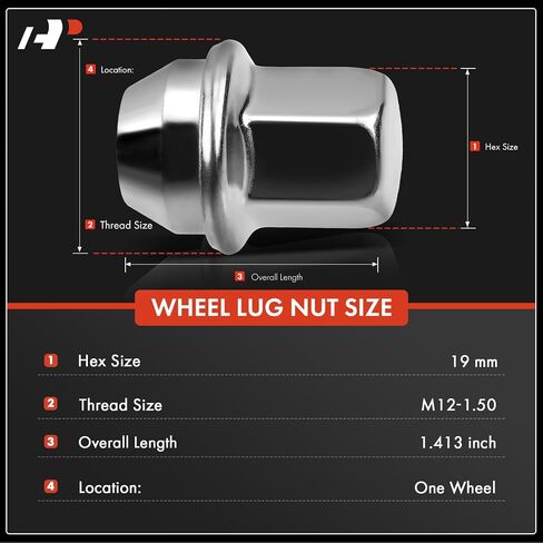 صواميل عجلة A-Premium M12-1.50 متوافقة مع مجموعة Chevy Equinox Impala Monte Carlo Cadillac SRX Buick Lacrosse Saturn Pontiac الأمامية والخلفية 20 قطعة in Kuwait