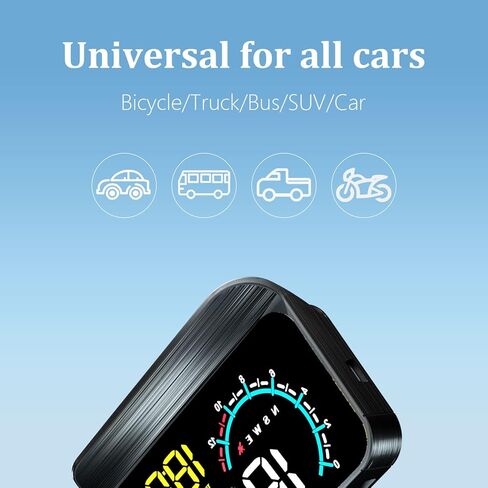 M12 Heads up Display Windshield Projector, Digital Speedometer for car, OBD2/GPS Speedometer with Speed, Overspeed Warning, Display Water Temperature, Direction, Suitable for All Vehicles. in Saudi Arabia