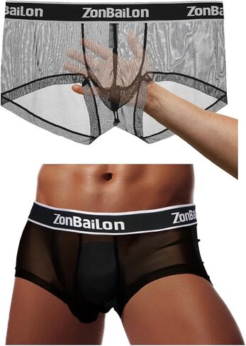 JINSHI Men's Sexy Boxer Briefs Bulge Pouch Mesh See Through Comfortable Breathable Underwear M L XL XXL 3XL in Kuwait